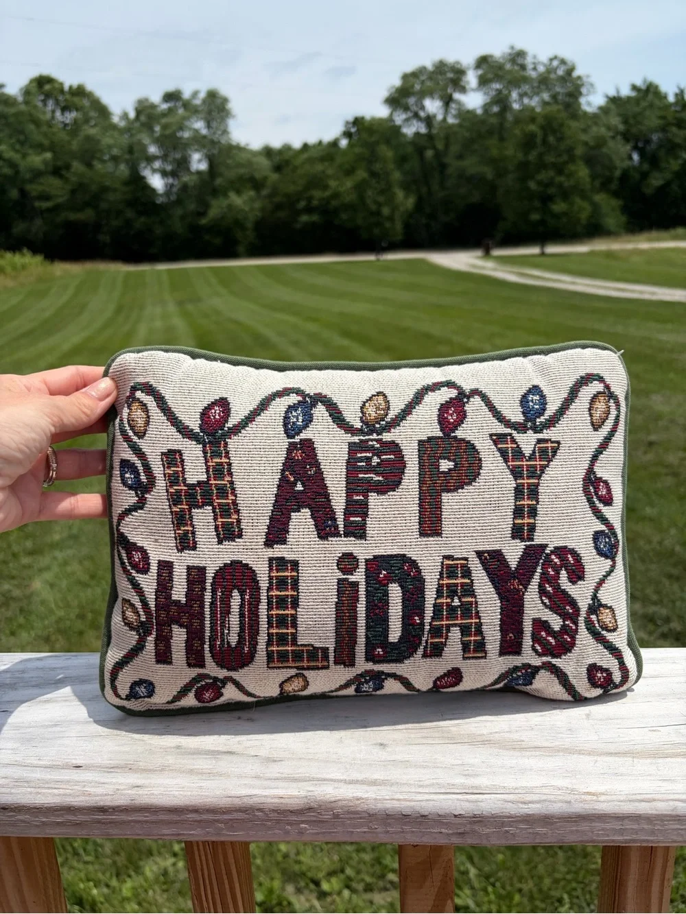 Merry Christmas Rectangular Tapestry Throw Pillow 11x8